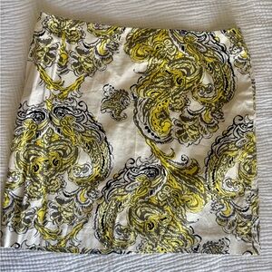 Ann Taylor Yellow and Black Baroque Mini Skirt